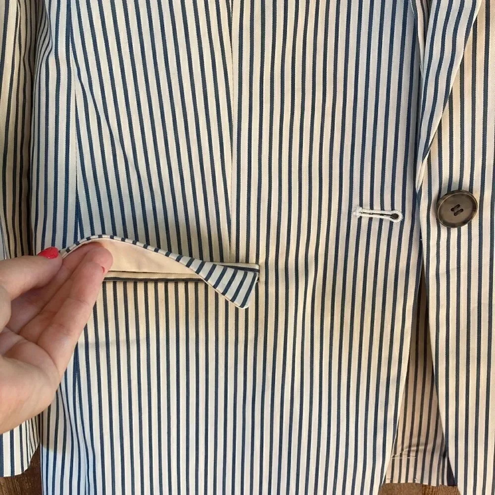 J. Crew Cotton Alfie Blazer in Striped Chino- Single Breasted Vintage Prep Style
